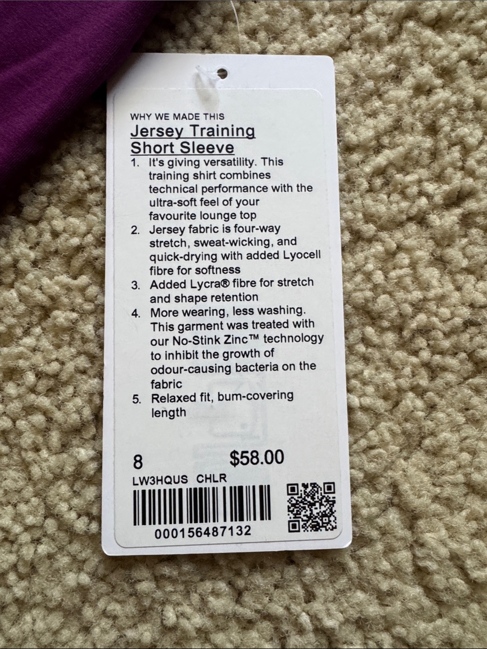 Lululemon Jersey Training Short Sleeve Shirt Chilled Grape - Picture 3 of 4